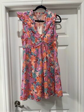 Banjanan Pink & Orange Floral Ruffle Sundress